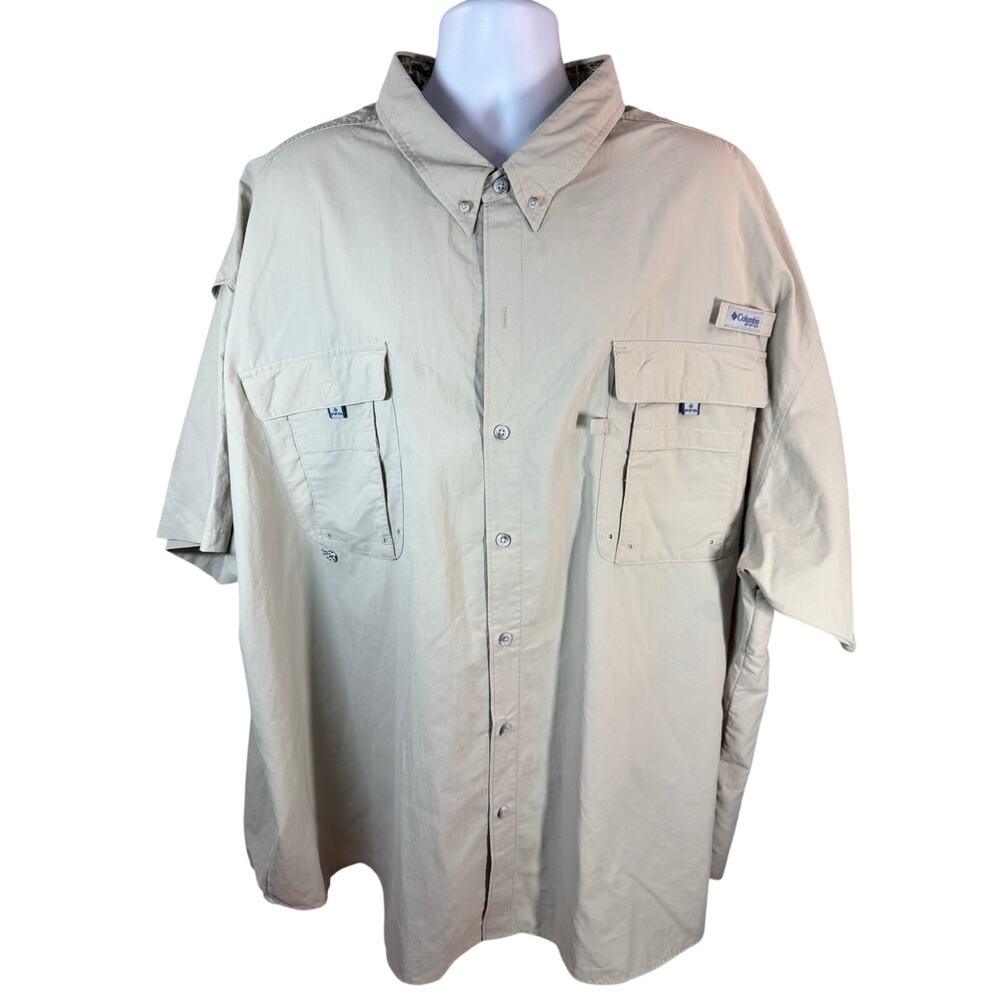 Columbia Short Sleeve Button Shirt Bahama Beige Size 6XL